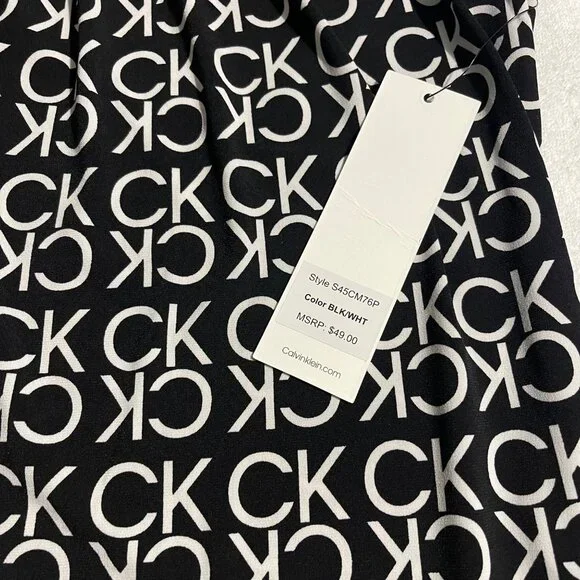 Calvin Klein Black & White Sleeveless Logo Top – Women’s Size M - Picture 5 of 11